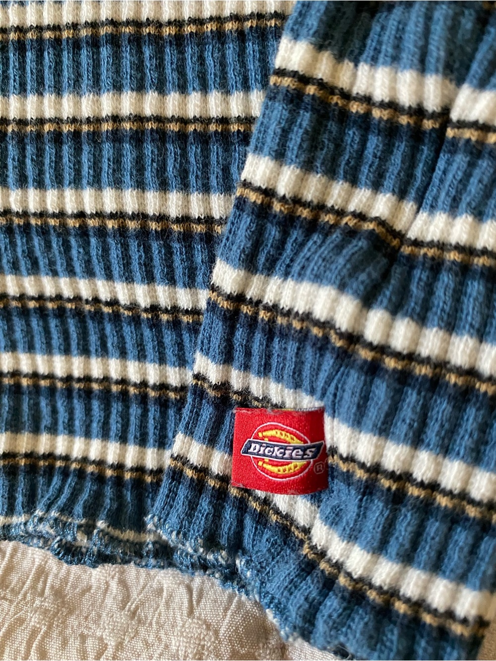 Striped Blue & White Ribbed  Tee - Picture 4 of 6